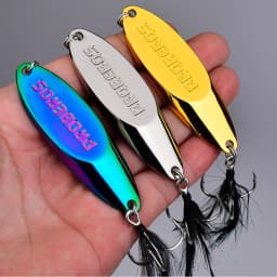 3pc Metal Sequin Bait with Strengthened Hooks and Bevel Sequins - Long Throw Spoon for Artificial Swimbait and Wobbling Action