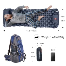 WESTTUNE Camping Inflatable Mattress Ultralight Outdoor Sleeping Pad with Pillow Built-in Pump Air Mat for Backpacking Hiking