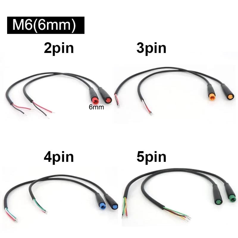 6mm M6 2/3/4/5 Pin core male female Electric ebike Butt Plug power Cable Connector waterproof Scooter Brake Signal Sensor