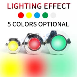 6mm 8mm 10mm 12mm 14mm Metal LED Warning Indicator Light Signal Lamp Pilot Wire 3-6 12-24 220V Waterproof IP65 Red Green Blue
