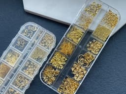 12Grids Moon Star Nails Gold Metallic Nail Sequins Charms 3D Nail Art Tips Decoration 3D Metal Moon Star Sun Bead Rivet Nail Je