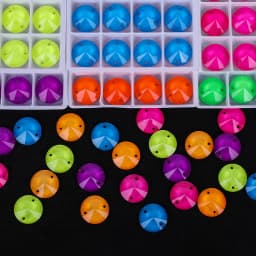 VC Neon Fluorescent Roundness Sew on Rhinestone Roundness Sewing Diamond Glass Diamond Flatback DIY Accessories Wedding
