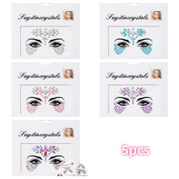 5Pcs Mermaid Face Jewels Gems Rhinestones Rave Eyes Body Temporary Sticker Crystal Face Stickers Decorations for Women & Girl **
