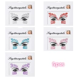 5Pcs Mermaid Face Jewels Gems Rhinestones Rave Eyes Body Temporary Sticker Crystal Face Stickers Decorations for Women & Girl **