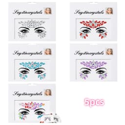 5Pcs Mermaid Face Jewels Gems Rhinestones Rave Eyes Body Temporary Sticker Crystal Face Stickers Decorations for Women & Girl **
