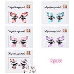 5Pcs Mermaid Face Jewels Gems Rhinestones Rave Eyes Body Temporary Sticker Crystal Face Stickers Decorations for Women & Girl **