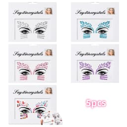 5Pcs Mermaid Face Jewels Gems Rhinestones Rave Eyes Body Temporary Sticker Crystal Face Stickers Decorations for Women & Girl **
