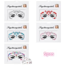 5Pcs Mermaid Face Jewels Gems Rhinestones Rave Eyes Body Temporary Sticker Crystal Face Stickers Decorations for Women & Girl **