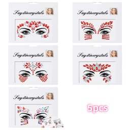 5Pcs Mermaid Face Jewels Gems Rhinestones Rave Eyes Body Temporary Sticker Crystal Face Stickers Decorations for Women & Girl **