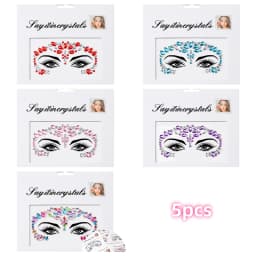 5Pcs Mermaid Face Jewels Gems Rhinestones Rave Eyes Body Temporary Sticker Crystal Face Stickers Decorations for Women & Girl **
