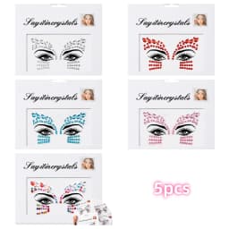 5Pcs Mermaid Face Jewels Gems Rhinestones Rave Eyes Body Temporary Sticker Crystal Face Stickers Decorations for Women & Girl **