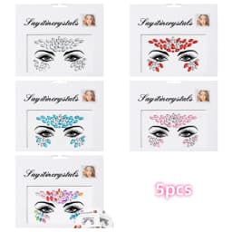 5Pcs Mermaid Face Jewels Gems Rhinestones Rave Eyes Body Temporary Sticker Crystal Face Stickers Decorations for Women & Girl **