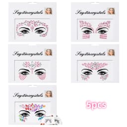 5Pcs Mermaid Face Jewels Gems Rhinestones Rave Eyes Body Temporary Sticker Crystal Face Stickers Decorations for Women & Girl **