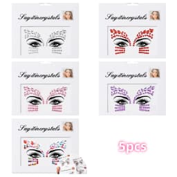 5Pcs Mermaid Face Jewels Gems Rhinestones Rave Eyes Body Temporary Sticker Crystal Face Stickers Decorations for Women & Girl **