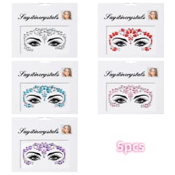 5Pcs Mermaid Face Jewels Gems Rhinestones Rave Eyes Body Temporary Sticker Crystal Face Stickers Decorations for Women & Girl **