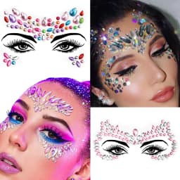 5Pcs Mermaid Face Jewels Gems Rhinestones Rave Eyes Body Temporary Sticker Crystal Face Stickers Decorations for Women & Girl **