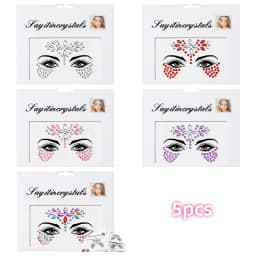 5Pcs Mermaid Face Jewels Gems Rhinestones Rave Eyes Body Temporary Sticker Crystal Face Stickers Decorations for Women & Girl **