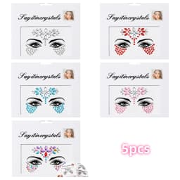 5Pcs Mermaid Face Jewels Gems Rhinestones Rave Eyes Body Temporary Sticker Crystal Face Stickers Decorations for Women & Girl **
