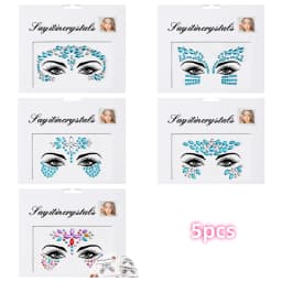 5Pcs Mermaid Face Jewels Gems Rhinestones Rave Eyes Body Temporary Sticker Crystal Face Stickers Decorations for Women & Girl **