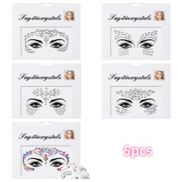 5Pcs Mermaid Face Jewels Gems Rhinestones Rave Eyes Body Temporary Sticker Crystal Face Stickers Decorations for Women & Girl **