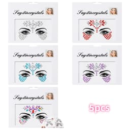5Pcs Mermaid Face Jewels Gems Rhinestones Rave Eyes Body Temporary Sticker Crystal Face Stickers Decorations for Women & Girl **