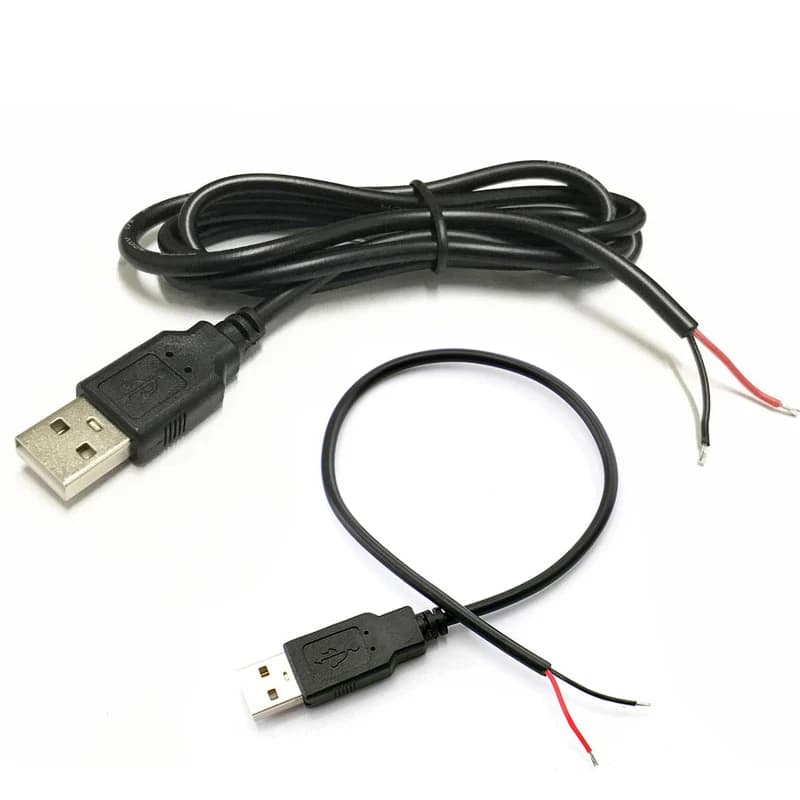 5V USB 2.0 2 Pin 2 Wire DIY USB Male Jack Connector Cable Power Charge Extension Cable Cord 0.3m/1m/2m Connector Adapter