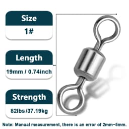 9KM Stainless Steel Swivels 25~100Pcs Barrel Swivels Fishing Rolling Swivel Lure Line Connector High Strength Fishing Tackle