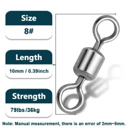 9KM Stainless Steel Swivels 25~100Pcs Barrel Swivels Fishing Rolling Swivel Lure Line Connector High Strength Fishing Tackle