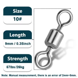 9KM Stainless Steel Swivels 25~100Pcs Barrel Swivels Fishing Rolling Swivel Lure Line Connector High Strength Fishing Tackle