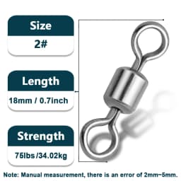 9KM Stainless Steel Swivels 25~100Pcs Barrel Swivels Fishing Rolling Swivel Lure Line Connector High Strength Fishing Tackle