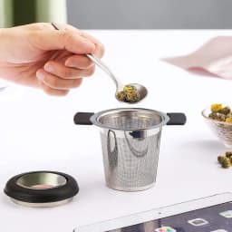 Stainless Steel Tea Filter with Double-Handle, Silicone Tea Filter, Double-Ear Tea Maker, Tea Partition