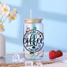 Coffee Printed 3D UV DTF Transfer Stickers High-temperature Resistant Waterproof Transfer Cup Stickers Rub on DIY Decals