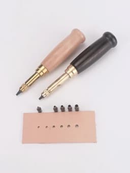 QJH 1Set Japanese Screw Punch Tool Kit Hole Punch 6 Tips Size 1.5mm - 4mm for Sewing DIY Leathercraft, Paper Crafts, Bookbinding