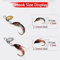 6Pcs Spinner Sequin Scud Nymph Scud Lure Fly for Trout Fishing Artificial Insect Bait Simulated Scud Worm Realistic Fishing L