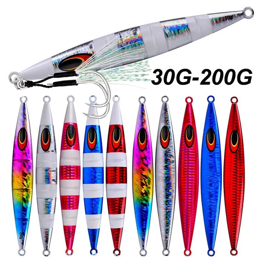 200g Long Casting Slow Sinking Fishing Lures Jigging Hard Wobblers Artificial Baits Luminous Vertical Fishing Lure Fishing Jig