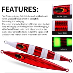 200g Long Casting Slow Sinking Fishing Lures Jigging Hard Wobblers Artificial Baits Luminous Vertical Fishing Lure Fishing Jig