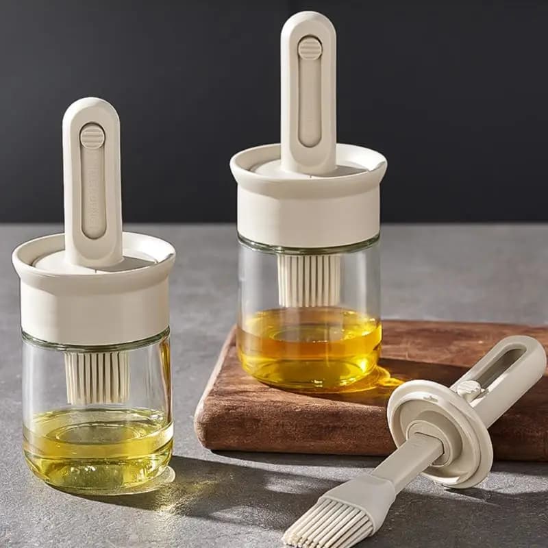 1pc Oil Dispenser Bottle BPA-Free Heat-Resistant Silicone Brush Set for Baking Cooking BBQ Kitchen Outdoor Accessory for Picnics