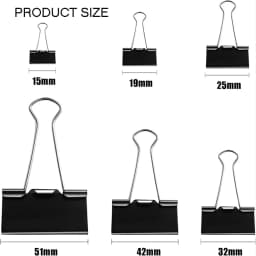 30/20/15/10/5Pcs Binder Clips Black Foldback Clips 15/19/25/32/41/51mm Office Clip Paper Clips for Home School Office Storage
