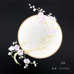 31*22CM Plum Blossom Flowers Embroidery Applique Iron-On Patches,Fabric Sticker Sew on Patch for Clothes Iron Glue,Fashion Dress