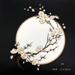 31*22CM Plum Blossom Flowers Embroidery Applique Iron-On Patches,Fabric Sticker Sew on Patch for Clothes Iron Glue,Fashion Dress