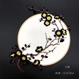 31*22CM Plum Blossom Flowers Embroidery Applique Iron-On Patches,Fabric Sticker Sew on Patch for Clothes Iron Glue,Fashion Dress