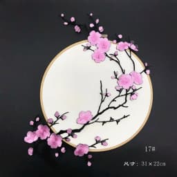 31*22CM Plum Blossom Flowers Embroidery Applique Iron-On Patches,Fabric Sticker Sew on Patch for Clothes Iron Glue,Fashion Dress