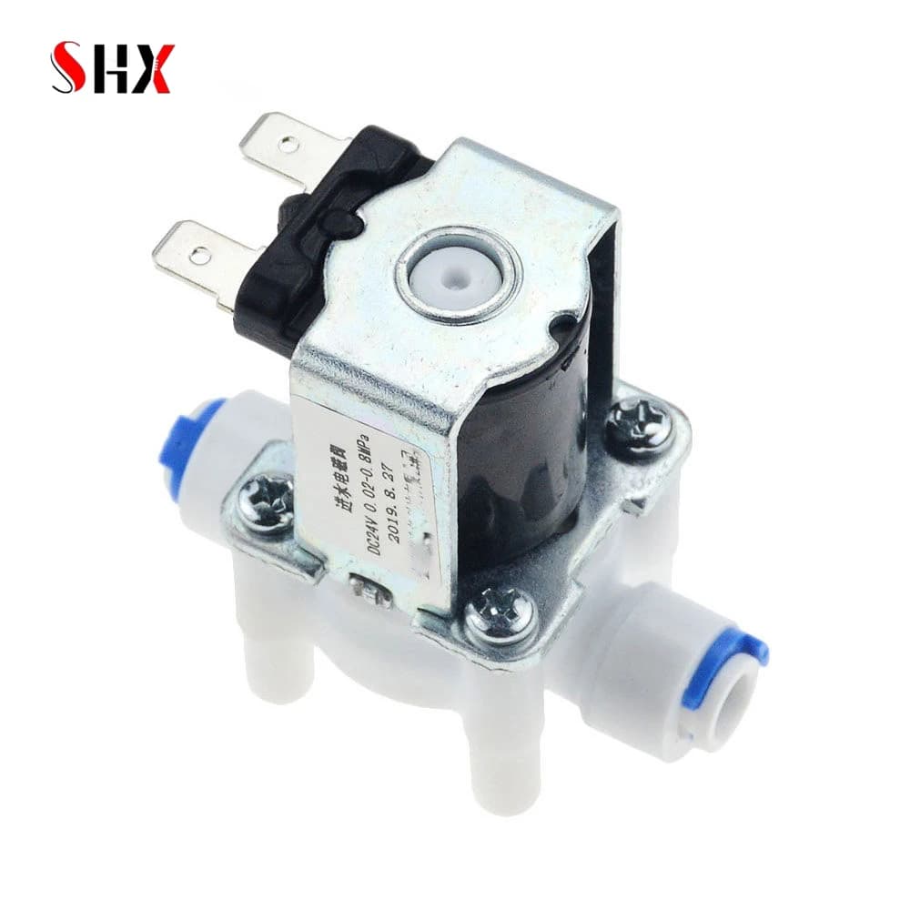 AC220V DC12V/24V Plastic Solenoid Valve 1/4'' Quick Contact Normally Closed Water Inlet Drain Valve