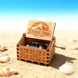 Wooden Music Box Black Jurassic Park Home Decoration Birthday And Valentine's Day Gift