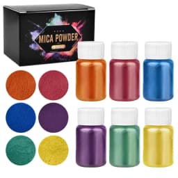 6 Pcs-Set Epoxy Resin Dye Mica Powder Powdered Pigments Set Resin Mica Pearlescent Resin Pearl Box-Packed Micas Colorants Resin