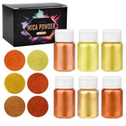 6 Pcs-Set Epoxy Resin Dye Mica Powder Powdered Pigments Set Resin Mica Pearlescent Resin Pearl Box-Packed Micas Colorants Resin
