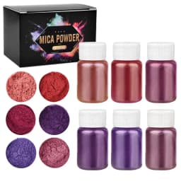 6 Pcs-Set Epoxy Resin Dye Mica Powder Powdered Pigments Set Resin Mica Pearlescent Resin Pearl Box-Packed Micas Colorants Resin