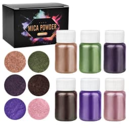 6 Pcs-Set Epoxy Resin Dye Mica Powder Powdered Pigments Set Resin Mica Pearlescent Resin Pearl Box-Packed Micas Colorants Resin