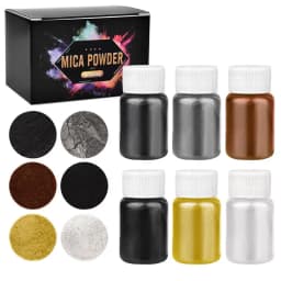 6 Pcs-Set Epoxy Resin Dye Mica Powder Powdered Pigments Set Resin Mica Pearlescent Resin Pearl Box-Packed Micas Colorants Resin
