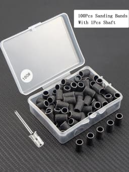 100Pcs Sanding Bands With 1Pcs Metal Shaft Set Nail Drill Bits For Remove Nail Polish Gel Dead Skin Calluses Cutter Drill Bit